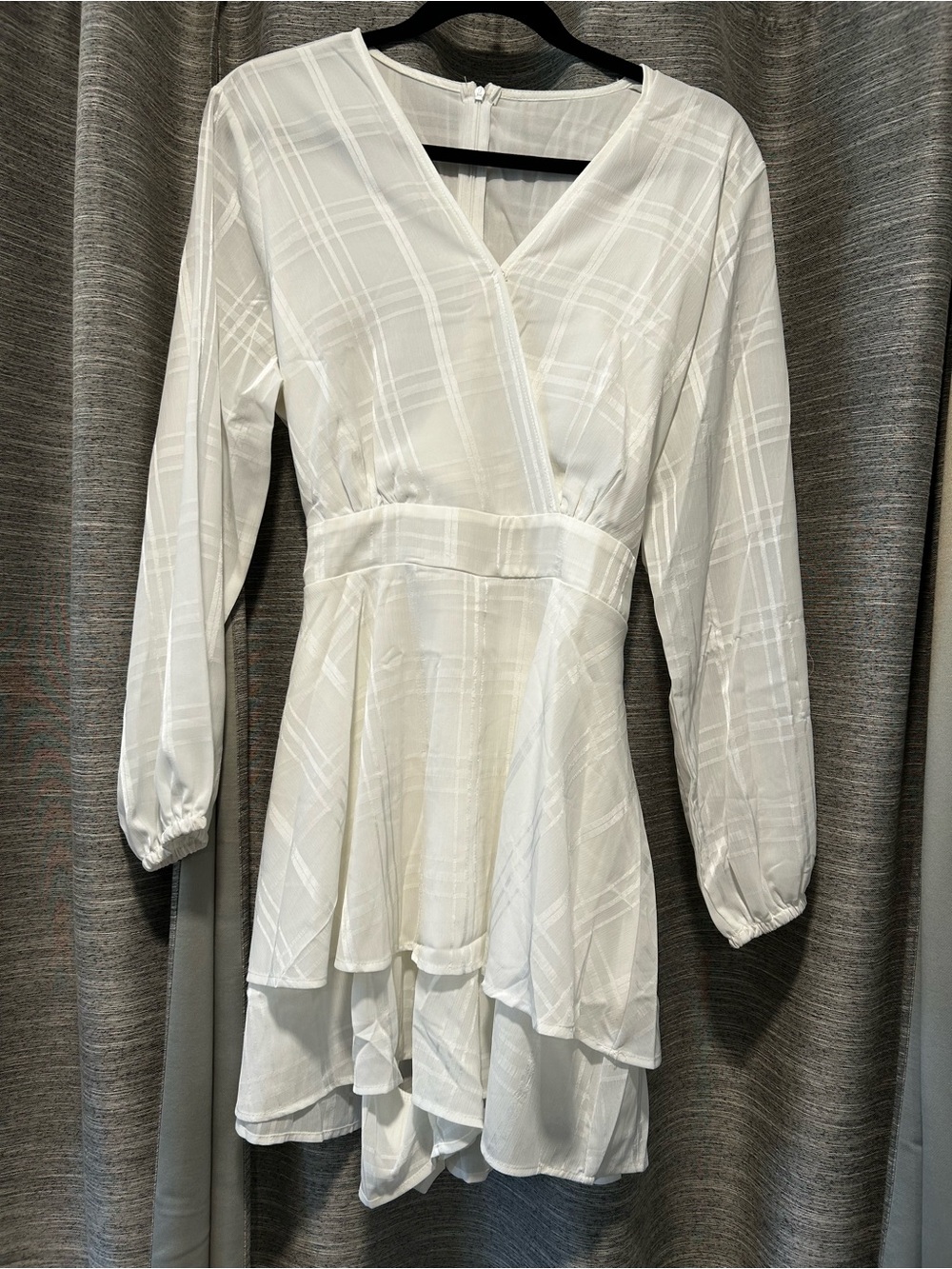 White V-Neck Long Sleeve Layered Romper